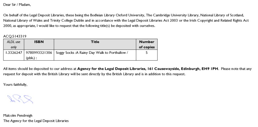 ISBN request for 5 copies of book