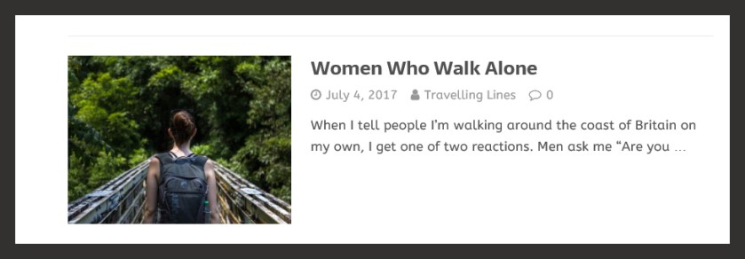 Ruth Livingstone writes a guest post on solo walking